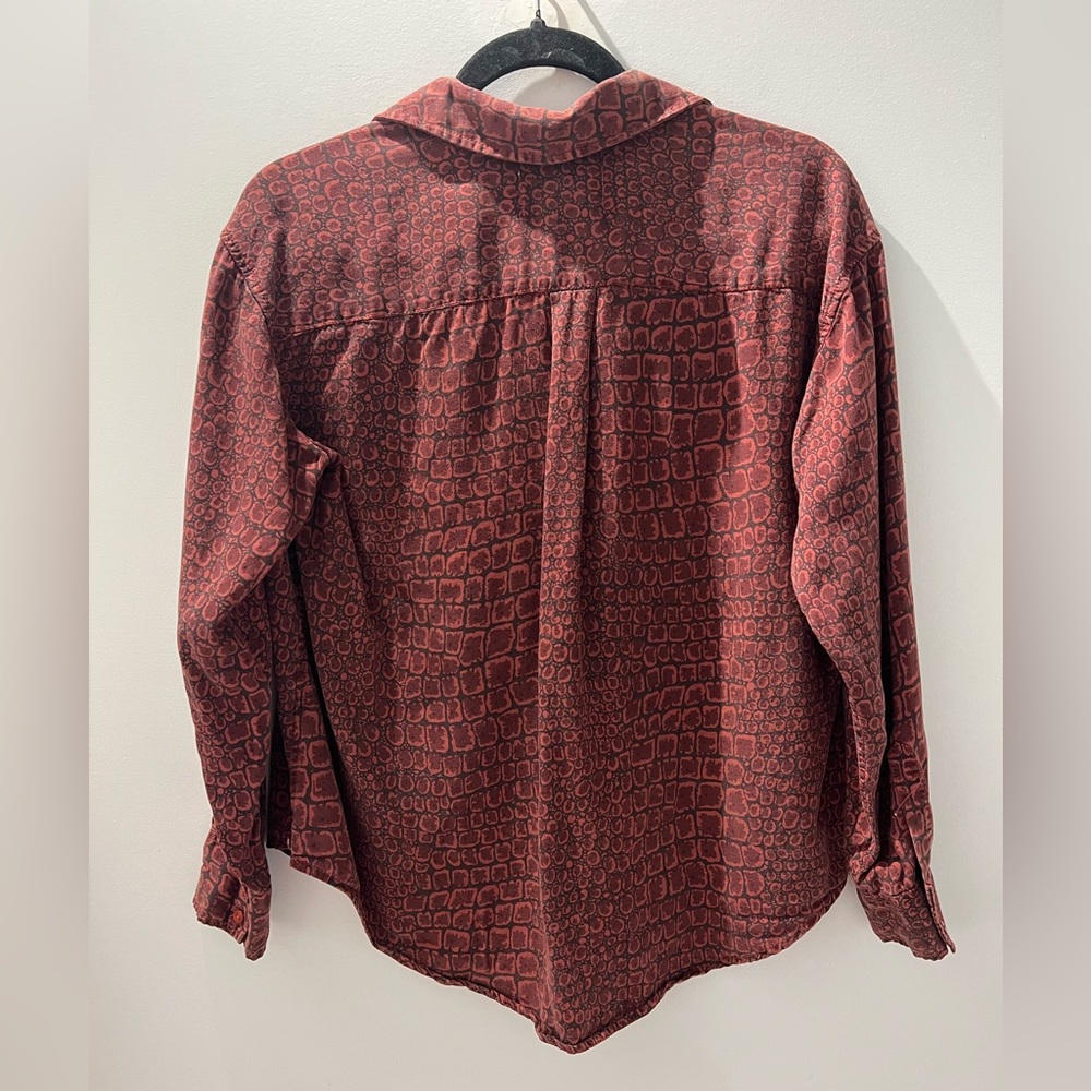 CURRENT/ELLIOTT Percy Road Blouse Sz 0, Croc Print Button Up Shirt Oversized - Picture 4 of 5